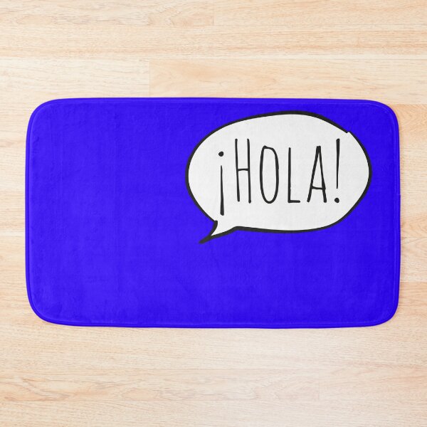 Item preview, Cheerful ¡HOLA! with white speech bubble on blue (Español / Spanish) designed and sold by Ofeefee.