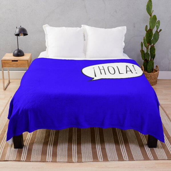 Item preview, Cheerful ¡HOLA! with white speech bubble on blue (Español / Spanish) designed and sold by Ofeefee.