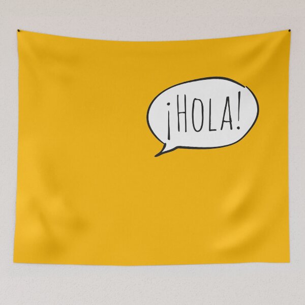 Item preview, Cheerful ¡HOLA! with white speech bubble on yellow (Español / Spanish) designed and sold by Ofeefee.