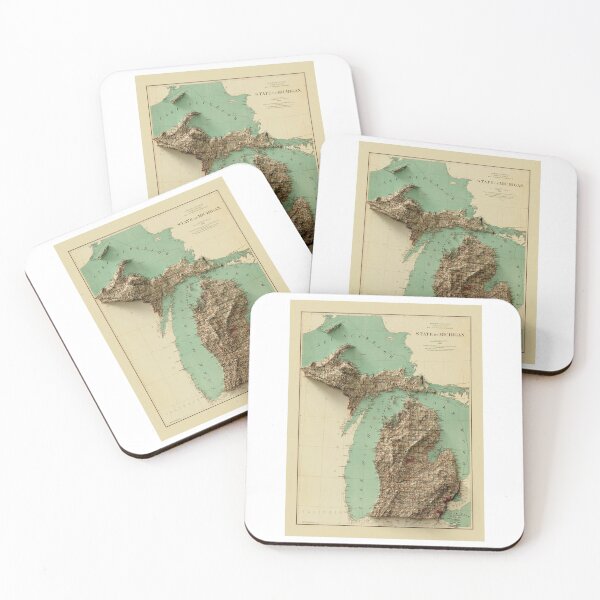 Item preview, 1888 Michigan Relief Map 3D digitally-rendered designed and sold by ThinkAboutMaps.
