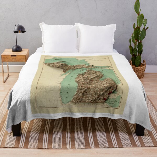 Item preview, 1888 Michigan Relief Map 3D digitally-rendered designed and sold by ThinkAboutMaps.