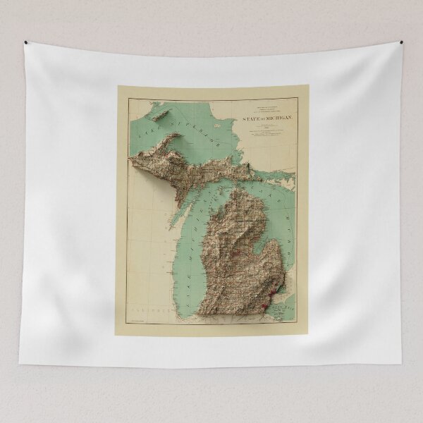 Item preview, 1888 Michigan Relief Map 3D digitally-rendered designed and sold by ThinkAboutMaps.