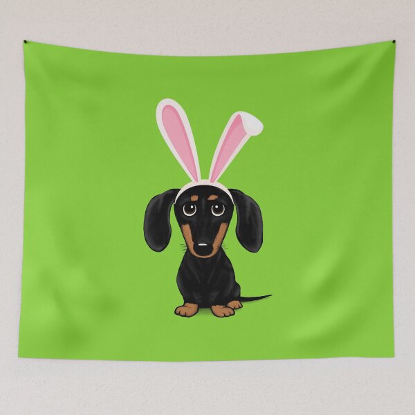 Item preview, Funny Easter Dog | Black and Tan Dachshund with Easter Bunny Ears designed and sold by Jenn Inashvili.