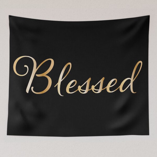 Item preview, the word Blessed in gold cursive writing designed and sold by StickersbyVW.