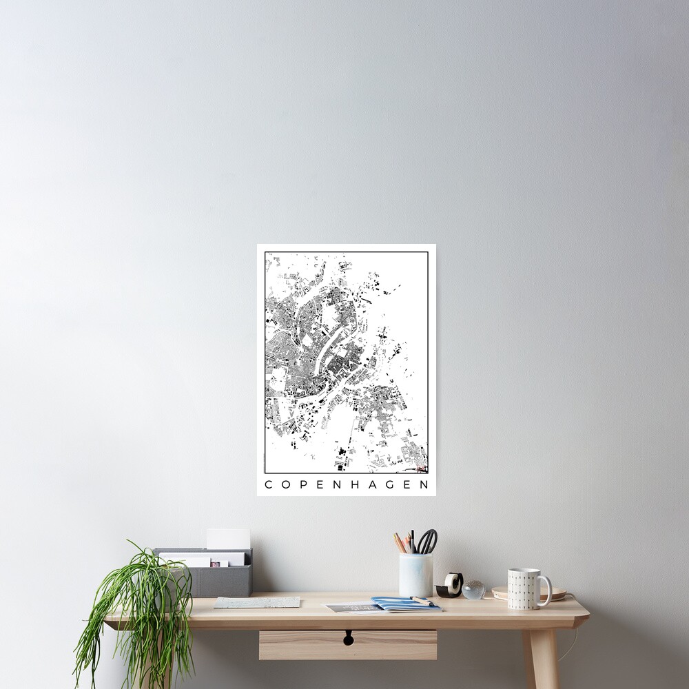 Copenhagen Map Schwarzplan Only Buildings Poster