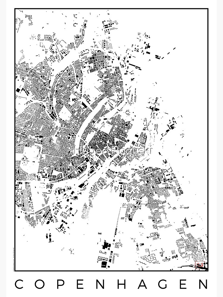Copenhagen Map Schwarzplan Only Buildings by HubertRoguski
