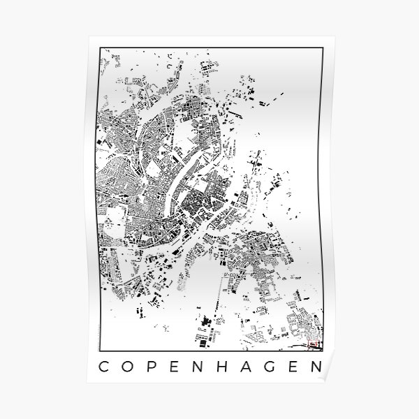 Copenhagen Map Schwarzplan Only Buildings Poster
