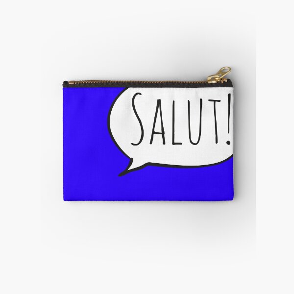 Item preview, Cheerful SALUT! with white speech bubble on blue (Français / French) designed and sold by Ofeefee.