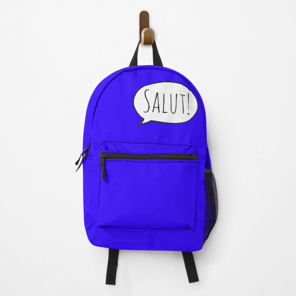 Item preview, Cheerful SALUT! with white speech bubble on blue (Français / French) designed and sold by Ofeefee.