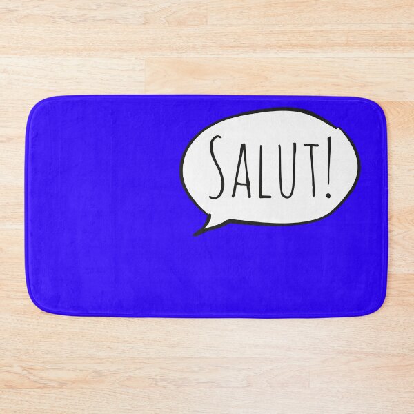 Item preview, Cheerful SALUT! with white speech bubble on blue (Français / French) designed and sold by Ofeefee.
