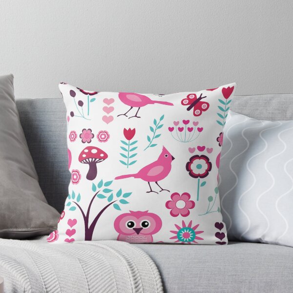 Item preview, Pink Folk Forest Scene Owl Bird Botanical Garden designed and sold by CoitoCG.