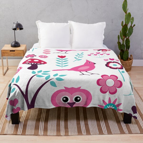 Item preview, Pink Folk Forest Scene Owl Bird Botanical Garden designed and sold by CoitoCG.