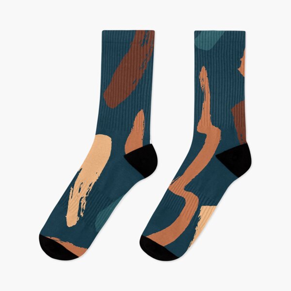 Item preview, Abstract terracotta desert tones brush strokes on midnight blue designed and sold by Parydish.