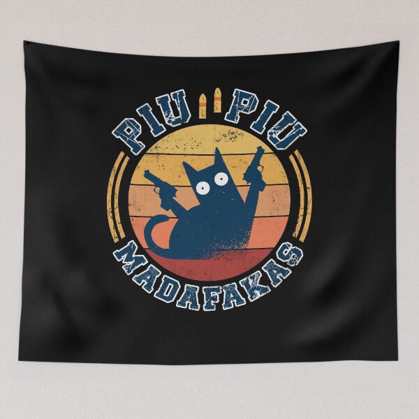Item preview, Piu Piu Madafakas Pew Crazy Cat With Gun Vintage designed and sold by Renergie.