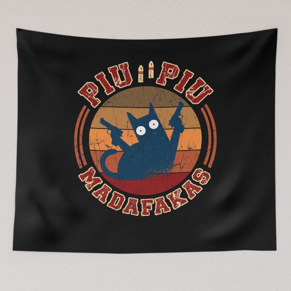 Item preview, Piu Piu Madafakas Pew Crazy Cat With Gun Vintage designed and sold by Renergie.