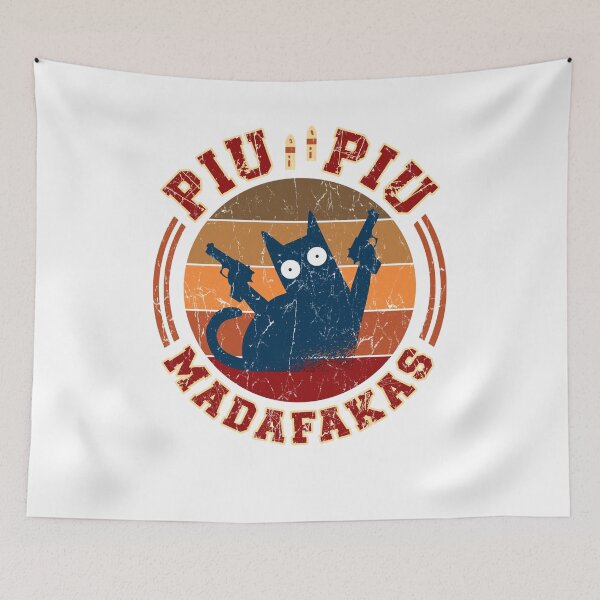 Item preview, Piu Piu Madafakas Pew Crazy Cat With Gun Vintage designed and sold by Renergie.