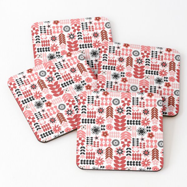Item preview, Scandinavian Flowers in Coral designed and sold by KrisInStitches.