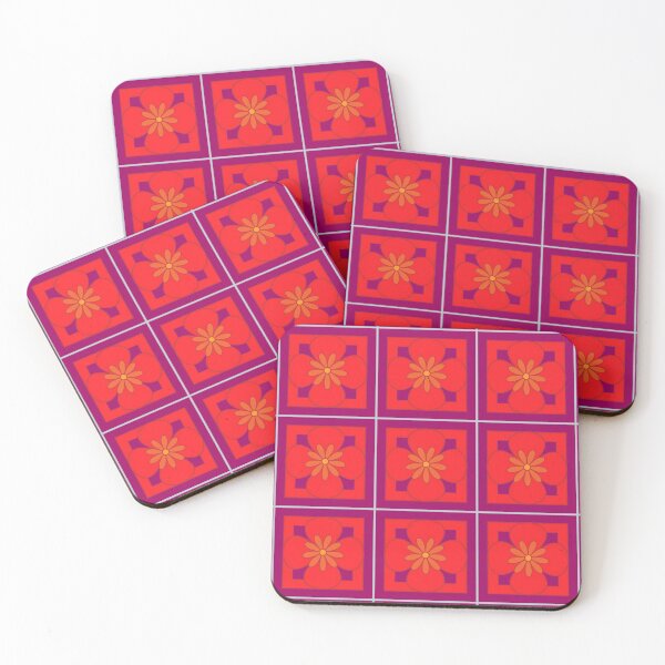 Item preview, Beautiful floral tile repeat pattern, bright red and purple designed and sold by Susan Marie Williams.