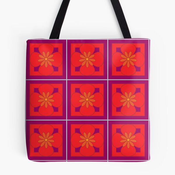 Item preview, Beautiful floral tile repeat pattern, bright red and purple designed and sold by Susan Marie Williams.