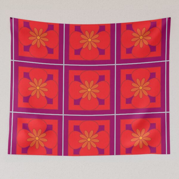 Item preview, Beautiful floral tile repeat pattern, bright red and purple designed and sold by Susan Marie Williams.
