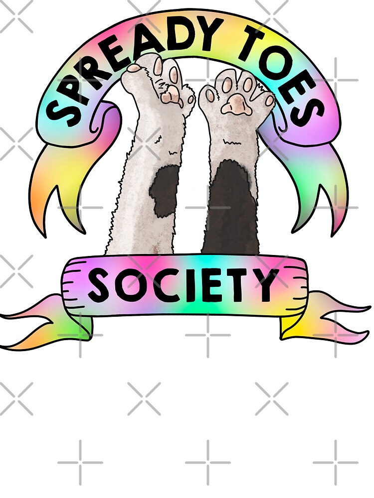 Spready Toes Society Cute Cat Paws Toebeans Feet Stretch Rainbow Ribbon  Banner Kids T-Shirt