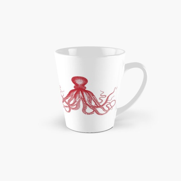 Octopus | Vintage Octopus | Tentacles | Sea Creatures | Nautical | Ocean | Sea | Beach | Red and White | Tall Mug