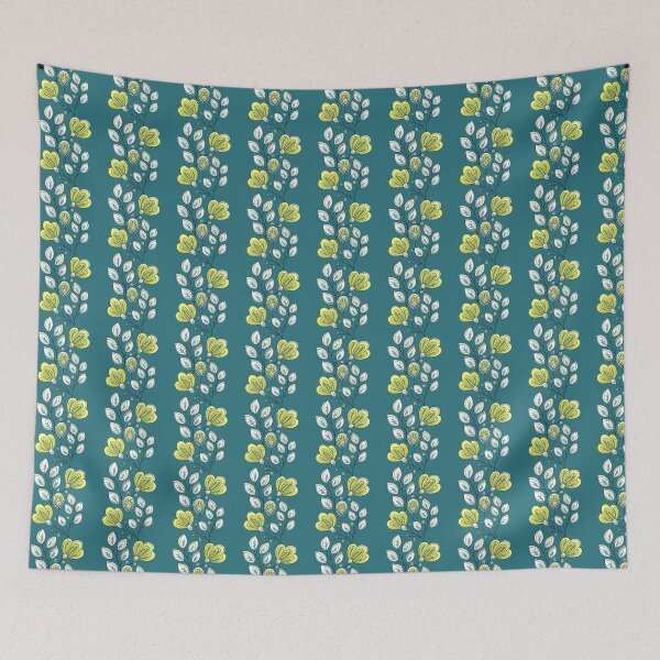 Item preview, Colored Striped Pattern with Vintage Floral Motifs designed and sold by lissantee.