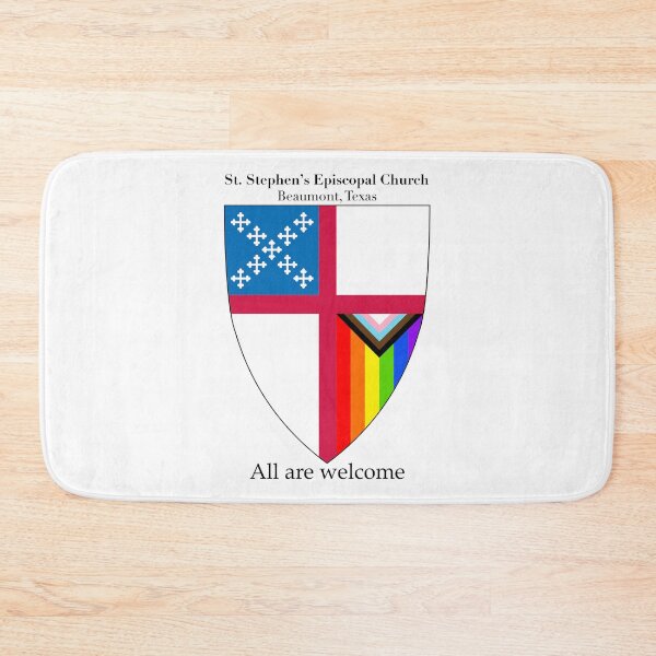 Item preview, St. Stephen's Episcopal Church - Beaumont, Texas Church Shield with Progressive Flag Vertical Rainbow All Are Welcome 1 designed and sold by litmusician.