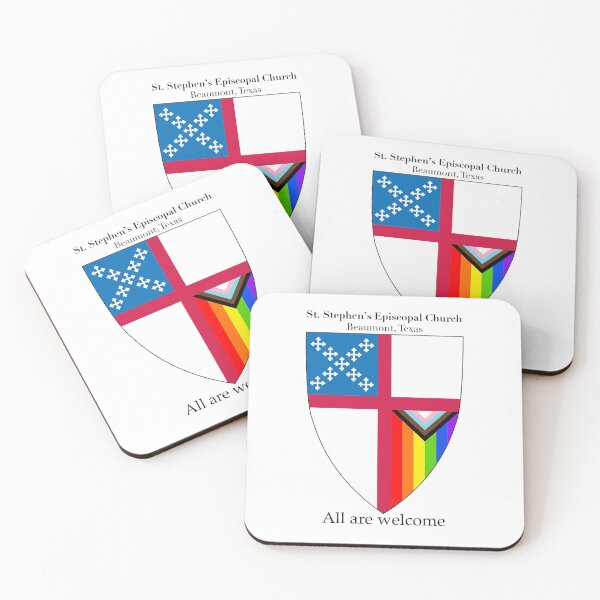 Item preview, St. Stephen's Episcopal Church - Beaumont, Texas Church Shield with Progressive Flag Vertical Rainbow All Are Welcome 1 designed and sold by litmusician.