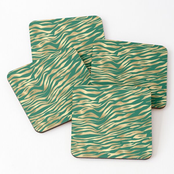 Item preview, Emerald and Metallic Gold Tiger Stripes designed and sold by WOW TeesAndThings.