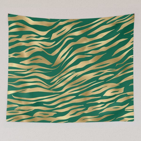 Item preview, Emerald and Metallic Gold Tiger Stripes designed and sold by WOW TeesAndThings.