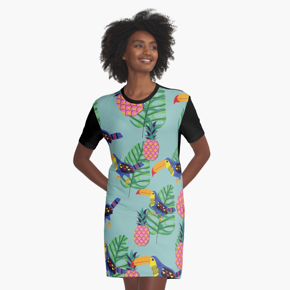 Toucan Vibes Graphic T-Shirt Dress