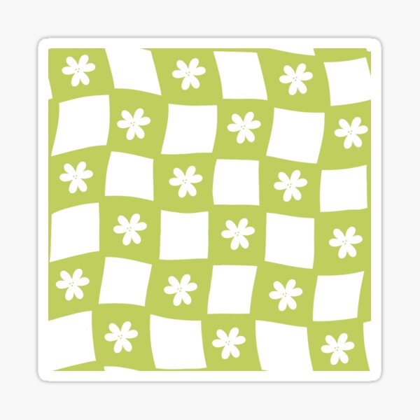 Item preview, Large Floral Checker Board - lime green designed and sold by JuneNostalgia.