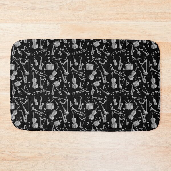Item preview, Musical Instruments Hand Drawn Line Art on Black Background designed and sold by ksrogersdesigns.