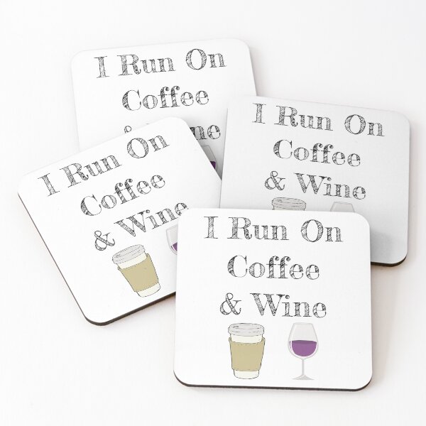Item preview, I Run On Coffee And Wine designed and sold by TheButtonCrew.