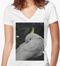 Sulphur Crested Cockatoo Women's Fitted V-Neck T-Shirt