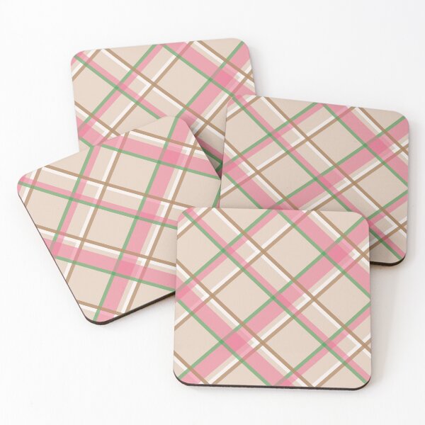 Item preview, Pink tan and green plaid diagonal line fashion designed and sold by BLMcreations.