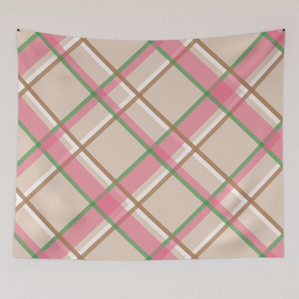 Item preview, Pink tan and green plaid diagonal line fashion designed and sold by BLMcreations.