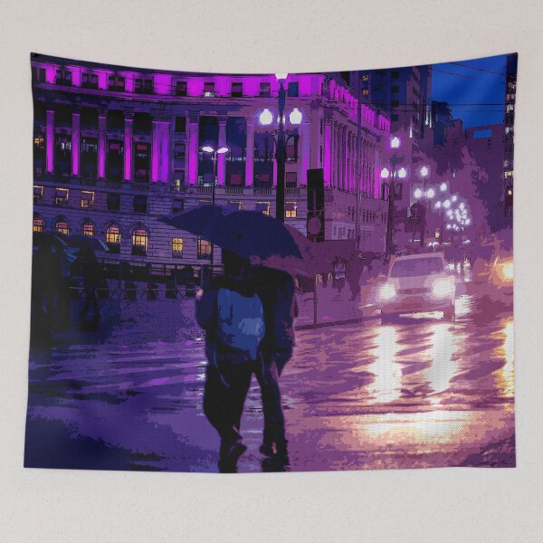 Item preview, São Paulo Brazil - rain - umbrella - digital paint designed and sold by RazzArt.