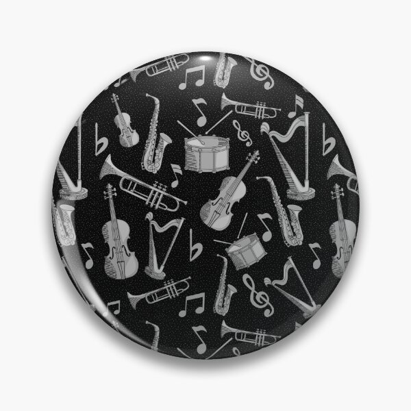 Item preview, Musical Instruments Hand Drawn Line Art on Black Background designed and sold by ksrogersdesigns.
