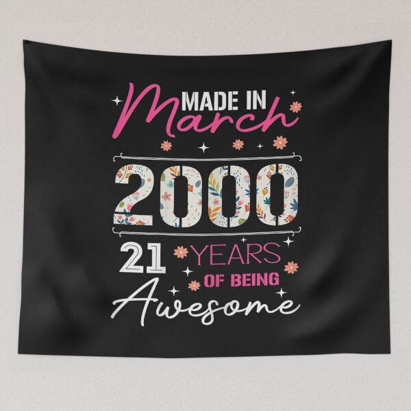 Item preview, Womens March Girl 2000 TShirt 21 Years Old 21st Birthday Gift T-Shirt designed and sold by Lukifo-Proper.