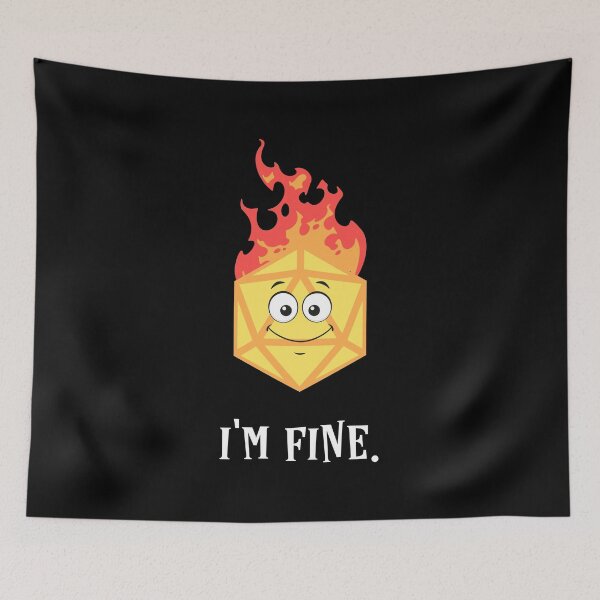 Item preview, Critical Fail Funny Im Fine D20 Dice on Fire designed and sold by pixeptional.