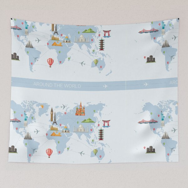 Item preview, Kobeh World Map with Landmarks, Airplanes and Waypoints designed and sold by Kobeh.