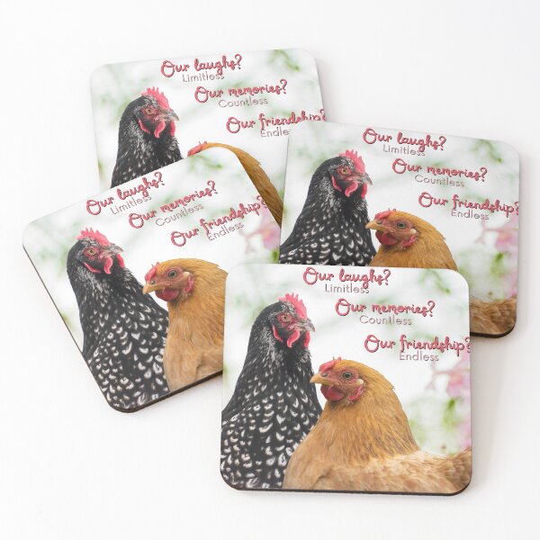 Item preview, Best Friends, two pretty hens in their magical garden. Besties Forever. Beautiful Chickens, love their feather patterns. For all the chicken whisperer and momma hens out there. designed and sold by Orianah.