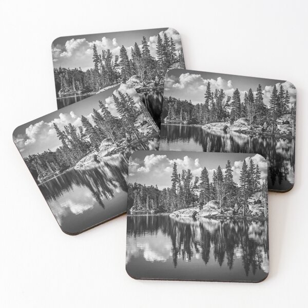 Item preview, Lake Under Blue Sky and Clouds (Black and White) designed and sold by KarebearsTees.
