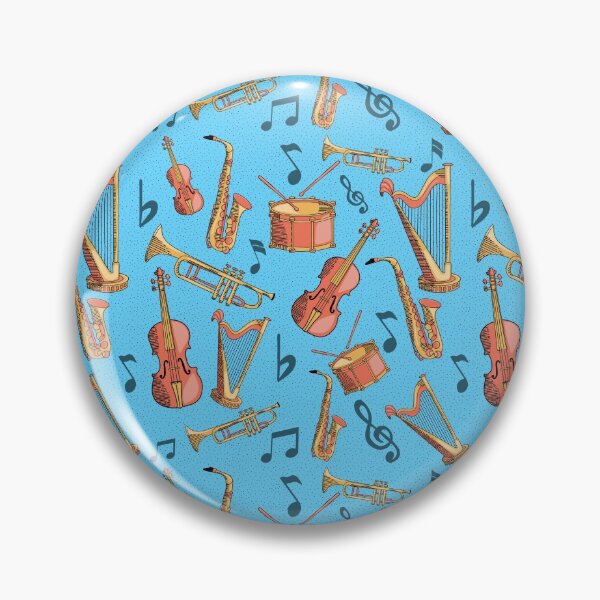Item preview, Musical Instruments Repeating Pattern Hand Drawn Line Art Blue and Orange Pattern designed and sold by ksrogersdesigns.