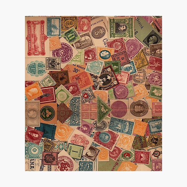 Item preview, Collage de sellos postales antiguos - Circa 1895 designed and sold by DigitalEffects.