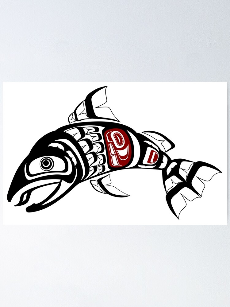 Pacific Northwest Coast Salmon design fish native american Hiada