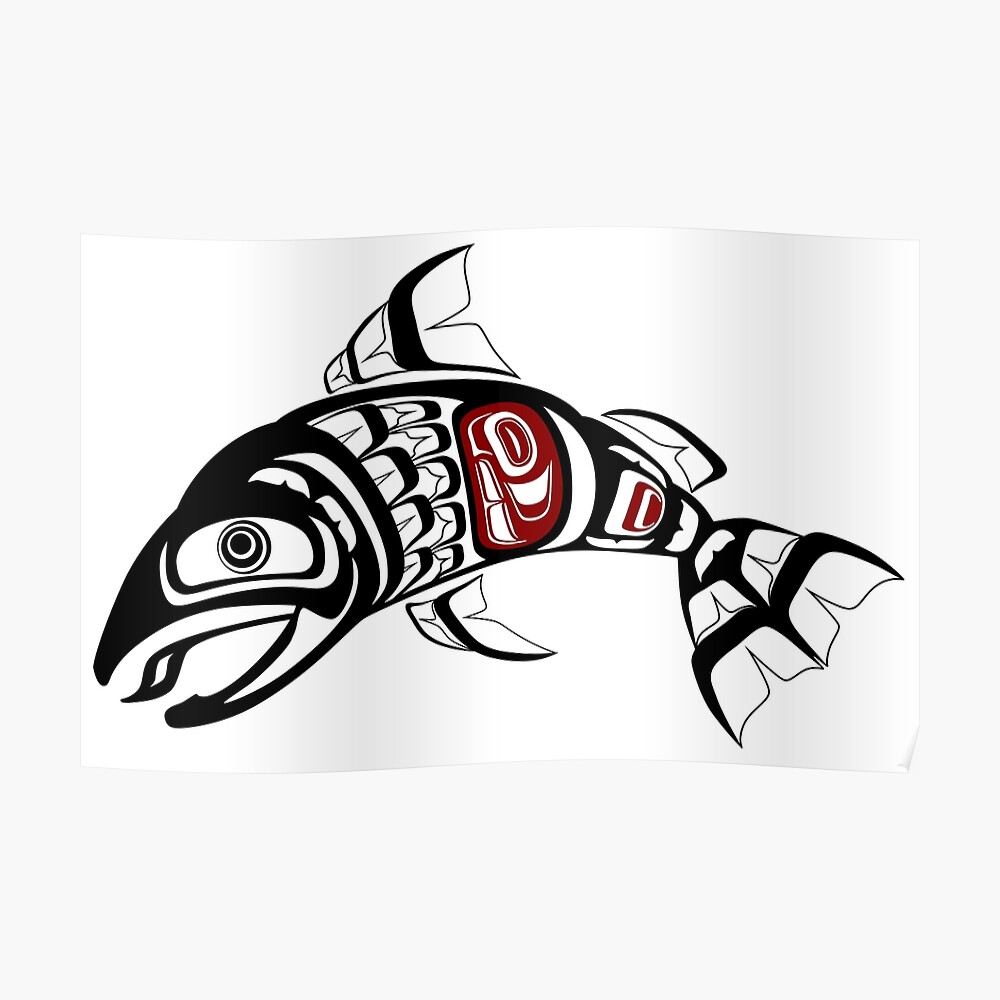 w/Cao and Box Salmon 2014 $10 Fine silver First Nations Art 