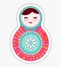 Pink and green matryoshka doll Sticker